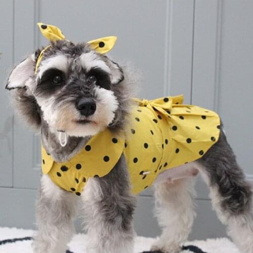 Cute Dot Bowknot Pet Dog Clothes For Small Dogs Summer Dress Cat Princess Skirt Puppy Pomeranian Yorkie Maltese Poodle Clothes
