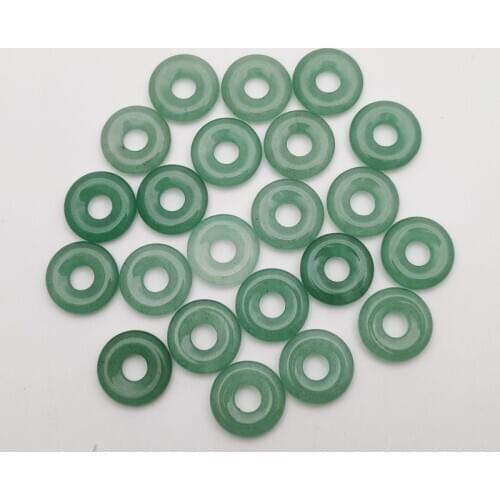 Fashion high quality natural green Aventurine stone 18mm circle donut charms pendants for jewelry making 20pcs/lot wholesale