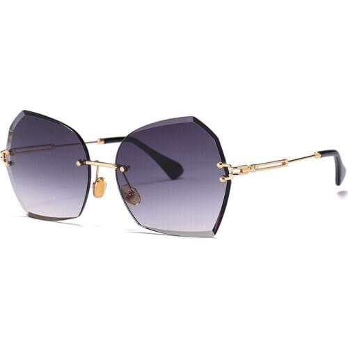 Rimless Fashion Trend Luxury Sunglasses Women UV400 Gradient Lens Blue Brown Gray New Brand Top Sun Glasses Exquisite Men