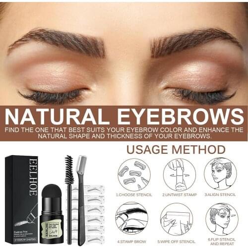 One Step Eyebrow Stamp Shaping Kit 10 Kind Eyebrow Stencil Shaping Makeup Kit Eye Brow Gel Stamp Perfect Eyebrow In Seconds