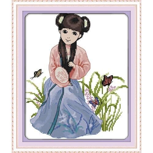 The Hanfu beauty (1) cross stitch kit People count 18ct 14ct 11ct print embroidery DIY handmade needlework craft tool decor