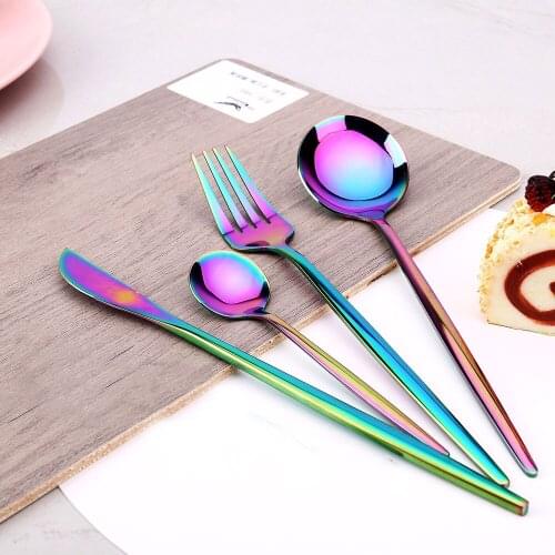 24 PCS Tableware Sets Dinnerware Washing Kitchen Utensils Cutlery Dinner Knife Fork Spoons Lunch Of Dishes Complete Stainless