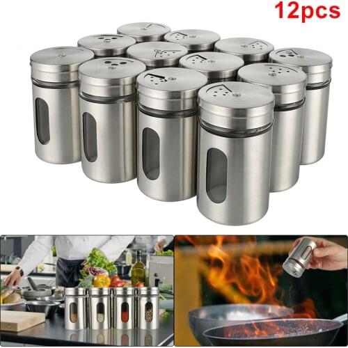 Rotating Spice Jar Set Kitchen Stainless Steel Lid Pepper and Salt Shaker Shaker Spice Jar Toothpick Storage Bottle