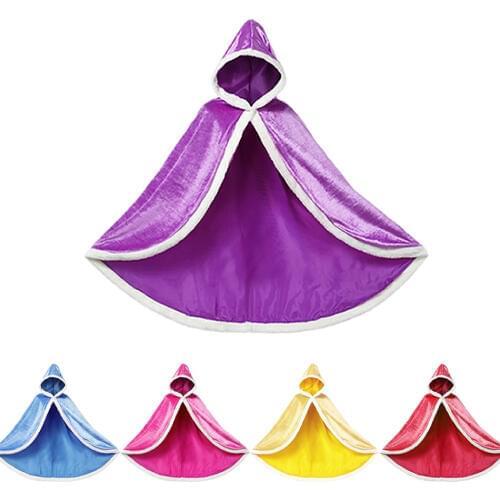 Girls Princess Cloak Winter Fancy Party Outfits Kids Cosplay Warm Coat Halloween Supplies Sofia Belle Elena Anna Accessories