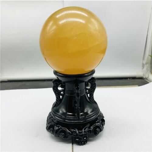 Natural quality polished quartz crystal ball with reiki healing+ wood bracket