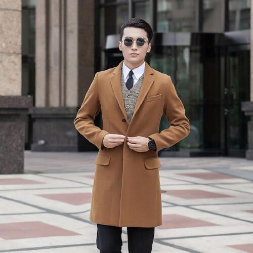 New arrival Winter wool coat mens long design slim overcoat thermal single breasted trench outerwear plus size S -8XL 9XL