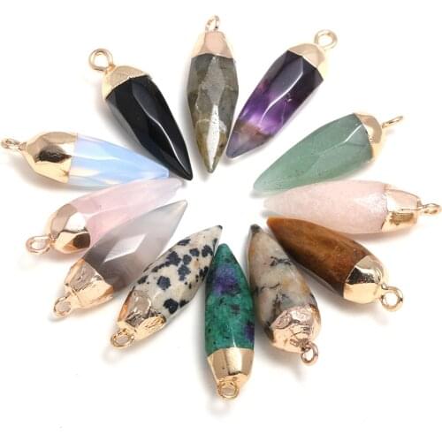 Hot Sale Natural Gem Stone Charms Faceted Amethysts Opal Pendant for Women Jewelry Making DIY Necklace Earring Accessories 1Pcs