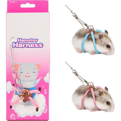 Hamster Leash Harness Set Adjustable Bell Small Animal Leash Pet Walking Leash Adjustable Pet Rat Mouse Hamster Harness Rope