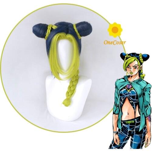 JOJOs Bizarre Adventure Jolyne Cujoh Cosplay Blue Green Braid Wig Heat-resistant Fiber Hair + Wig Cap Party Props Men Women
