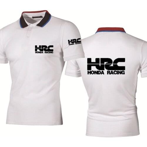 Mens polo shirt HRC race motorcycle Summer casual solid colour logo print Short sleeve Fashion high quality Cotton Men Clothes