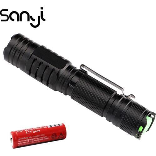 SANYI T6 LED Torch Flashlights For Camping By 18650 Lanterna 2000LM Self Defense Tactical Lighting Portable Lamp