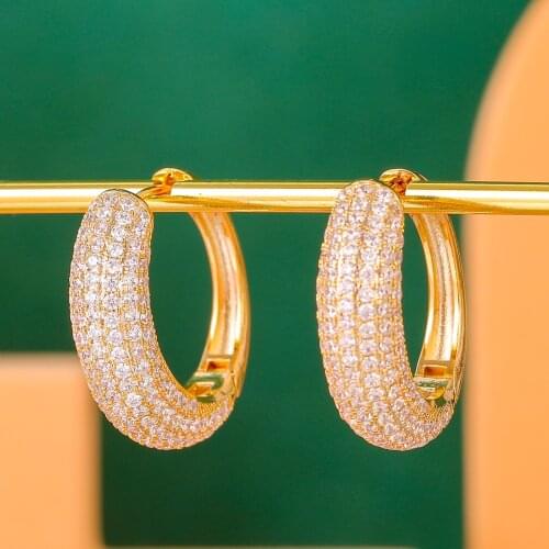 Janeklly trendy Geometric aretes Aros Hoop Earrings For Women Accessories Cubic Zirconia Earrings Jewelry pendientes mujer moda