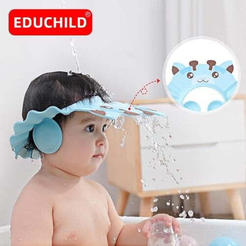 Educhild Baby Shower Cap Shampoo Cap Wash Hair Kid Bath Visor Hats Adjustable Shield Waterproof Ear Protection Eye Children Hats
