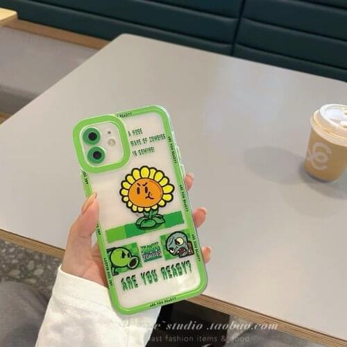 Plants Vs Zombies Cute Silicone Phone Case for IPhone X/XR/XS/XSMAX/11/12PRO/12 Phone Couple Protection Case