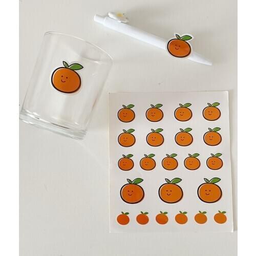 SIXONE Ins Orange Smile Face Decorative Sticker Student Hand account Laptop Phone Case Kawaii labels Seal Sticker Stationery