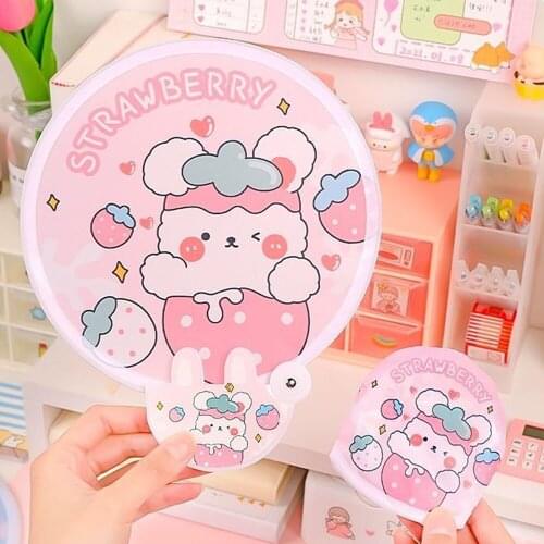 Collapsible Fan Summer Cute Cartoon for Kids Student Portable Cool Fan Handheld Mini Portable Fan Round Plastic Pocket Fan New