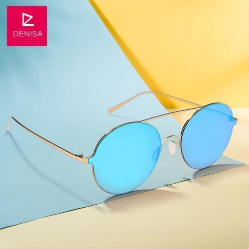 DENISA Brand Gothic Unisex Retro Round Sunglasses Men Rimless UV400 Driving Sun Glasses For Men/Women gafas de sol mujer G633