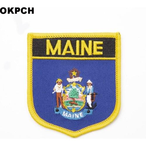 U.S.A Maine State Iron On Patch Embroidered Clothes Patch For Clothing Stickers Garment 10pcs 6*7cm UPI-0222-S