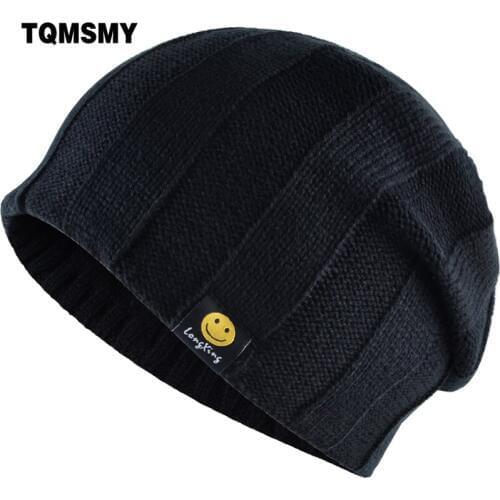 TQMSMY Winter Smiling face labeling knit cap double use hats men women outdoor hooded ski warm skullies beanies hat cap TMD25