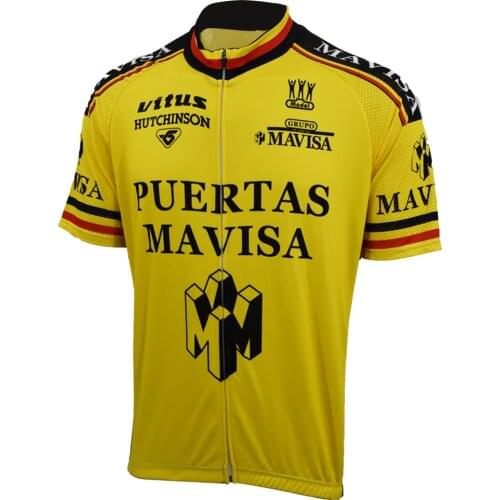 Yellow cycling jersey team old style summer short sleeve bike wear jersey road jersey cycling clothing schlafly