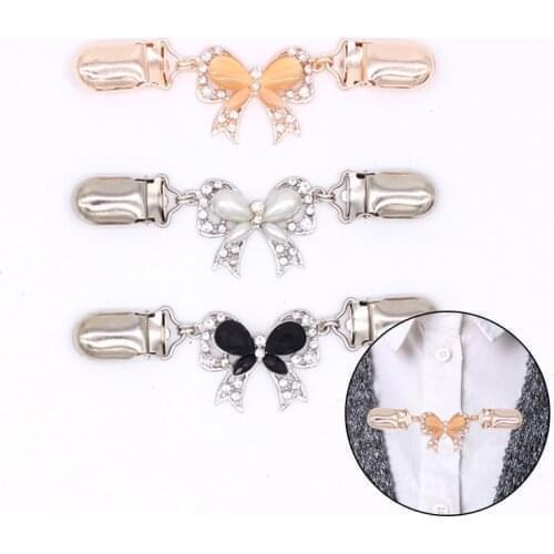 Bowknot Duck Clip Clasps Charm Brooches Jewelry Women Cardigan Sweater Blouse Shawl Shirt Collar Clips Clothing Accessories