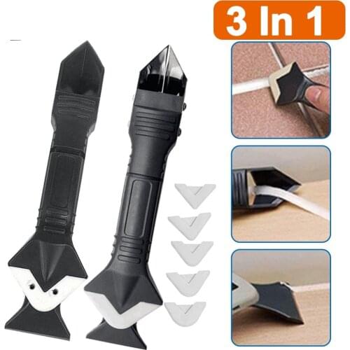 3 In1 Silicone Remover Caulk Finisher Sealant Smooth Scraper Grout Kit Tools with Seam Tape Plastic Hand Tools Set Accessories