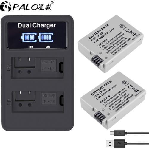 PALO LPE8 Battery Pack LP-E8 Bateria LP-E8 LP E8 For Canon 550D 600D 650D 700D X4 X5 X6i X7i T2i T3i T4i T5i DSLR Camera 0.11