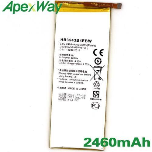 ApexWay 2PCS/lot HB3543B4EBW 2460mAh Phone battery for Huawei Ascend P7 L07 L09 L00 L10 L05 L11