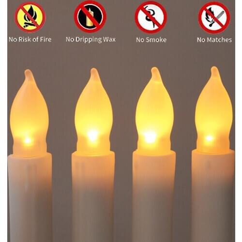 Baoblaze 12x Battery Long LED Taper Candle for Church Home Wedding Party Decor 165mm, Wholesale