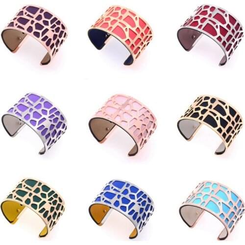 40mm Joyas Bangles High Quality Women Hollow Wide Bracelets Female Fashion Jewellery Accesorios Cute Wish Leather Cuff Manchette