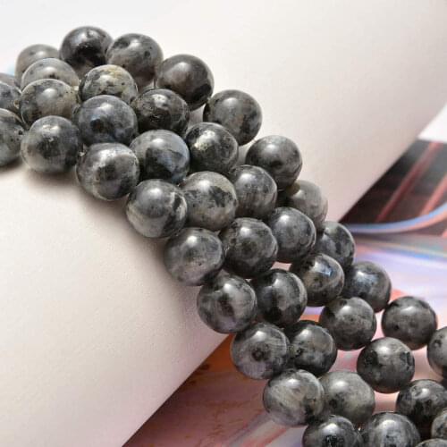 Black Larvikite Labradorite Loose Beads Natural Gemstone Smooth Round for Jewelry Making