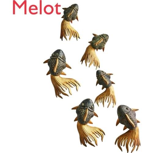 Zen Goldfish Wood Carving Wall Decoration Living Room TV Background Wall Decoration Wall Decorative Pendant Wall Hanging