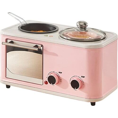 Electric 3 in 1 Household Breakfast machine mini bread toaster baking oven omelette fry pan hot pot boiler food steamer EU
