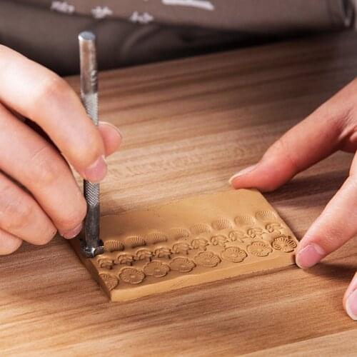 Ceramic Tools Texture Stamp Emboss Seal Alloy Printing Flower/Butterfly/Leaf Clay Metal Stamping Tool Designer DIY Art Supplies