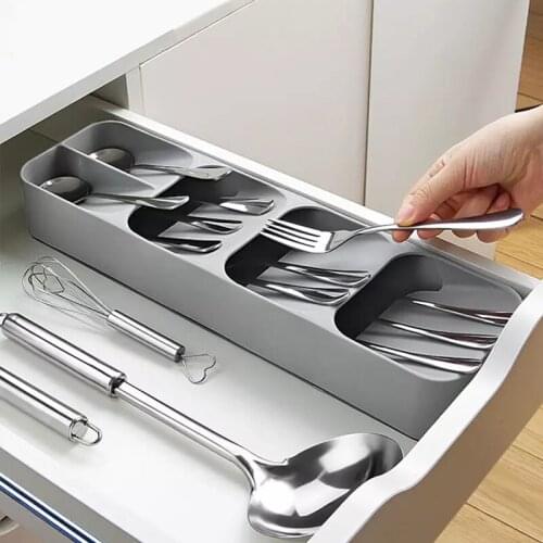 Cutlery Storage Tray Knife Holder Tableware Organizer Spoon Fork Storage Box Plastic Container Plateau Knife Block Holder Rack