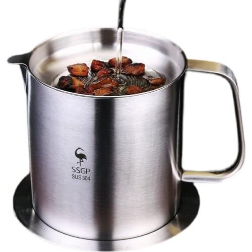 304 Stainless Steel Oil Filter Pot Large Capacity Filter Leak-Proof Oil Pot Household Pour Oil Bottle Oil Filter Oil Barrier