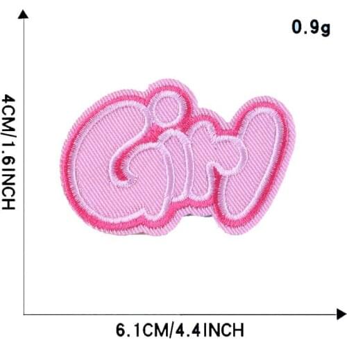 GIRL Power Letter Pink Iron On Patches Embroidery Clothing Badge
