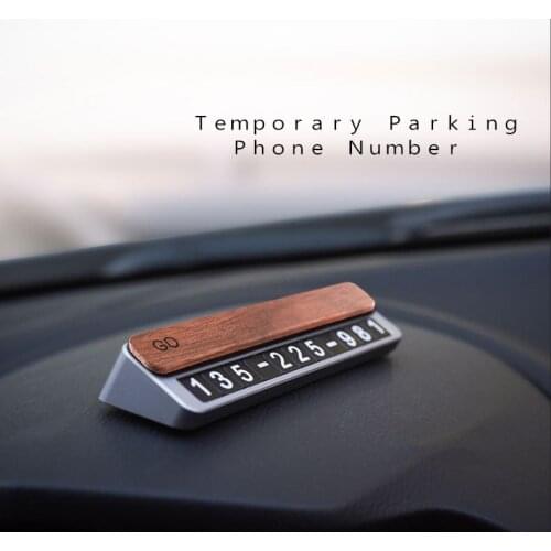 Temporary parking phone number plate luminous Mahogany metal alloy car accessories for men bussiness style