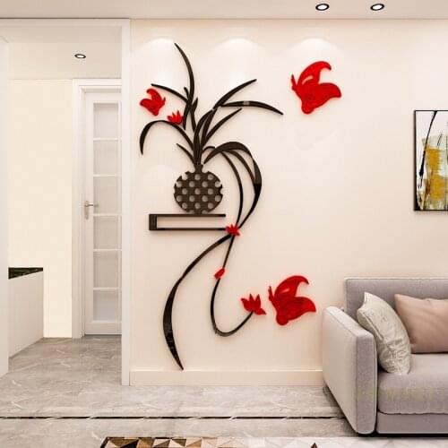 Orchid Pattern Wall Stickers Poster Home Decorations DIY Porch Entrance Wallpapers Modern Acrylic Wall Stickers Removable Decal