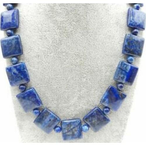 AAA 6/14mm Natural Blue Lapis Lazuli Square Beads Necklace 18" 36"