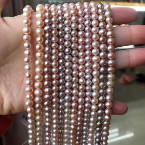 Freshwater Pearl Necklaces Round Shape Beads with Size 5-5.5mm Perfect Luster for Jewelry DIY Loose Pearl Strands Necklace