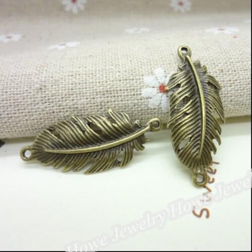 15pcs Charms Leaves connector Pendant Bright Antique bronze Zinc Alloy Fit Bracelet Necklace DIY Metal Jewelry Findings