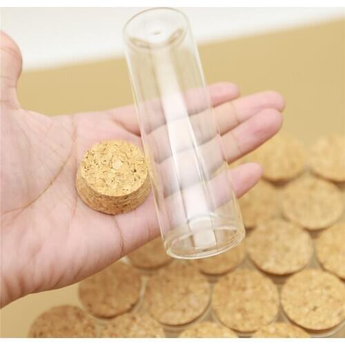 6 Pieces 37*120mm 100ml Corks Glass Bottles Stopper Test Tube Jar Container Diy Glass Spice storage bottles & jars Containers