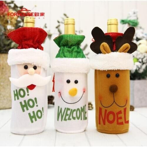 Christmas Red Wine Bottle Covers Bag Holiday Santa Claus Champagne Bottle Cover Christmas Decorations For Home