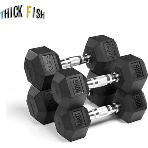 1pcs 30kg or 15kgx2pcs Hexagonal rubberized dumbbell gym dedicated fixed dumbbell mens fitness training arm muscle good quality