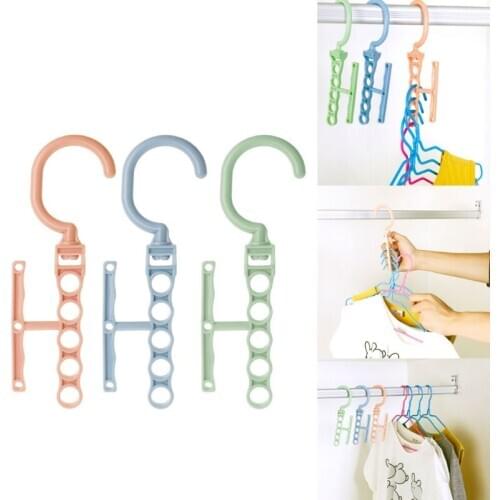 5 Holes Clothes Hanger Organizer Multifunction 360 Rotating Rack With Handle