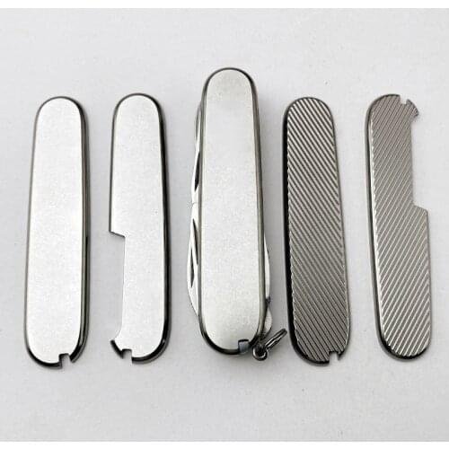 Titanium Alloy TC4 Scales Handle with Tweezer Toothpick Cut-Out for 91mm Victorinox Swiss Army Knife