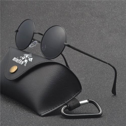 MINCL Vintage punk Leather Sunglasses Women 2019 Fashion High Quality Unique Gradient Cool Men Round Sun Glasses UV400 NX