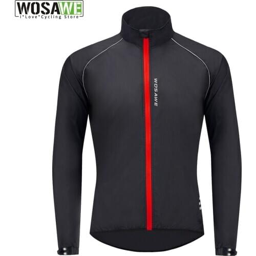 WOSAWE Mens Autumn Cycling Windbreaker Lightweight Windproof Jacket Water Repellent Bicycle MTB Road Bike Clothing Long Jersey