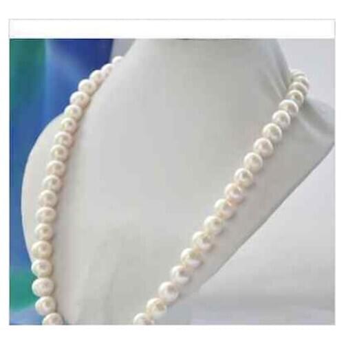 Classic9-10mm round south sea white pearl necklace 18INCH